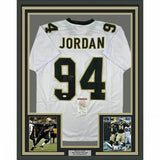 FRAMED Autographed/Signed CAMERON JORDAN 33x42 New Orleans White Jersey JSA COA