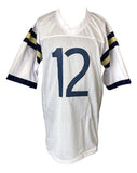 Roger Staubach Navy Signed White Football Jersey BAS