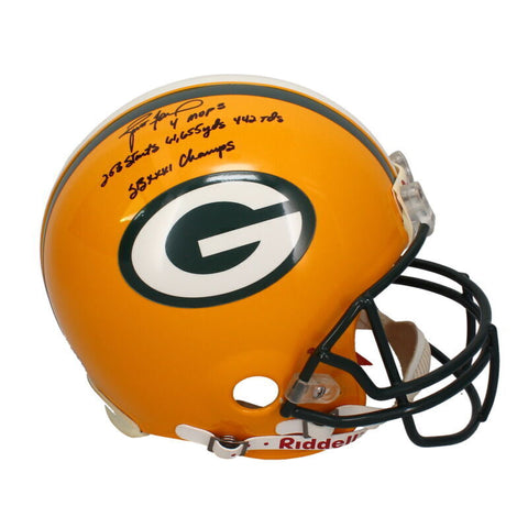 Brett Favre Autographed Packers 5 Inscription Authentic Helmet Favre Holo