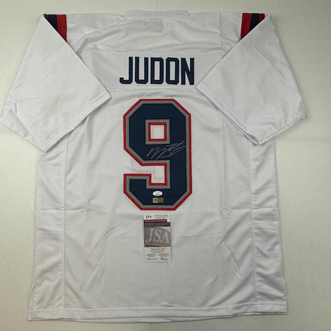 Autographed/Signed Matthew Judon New England White Football Jersey JSA COA