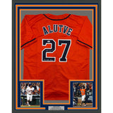 Framed Autographed/Signed Jose Altuve 35x39 Houston Orange Jersey PSA/DNA COA