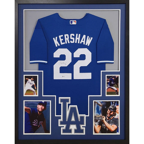 Clayton Kershaw Autographed Signed Framed Blue LA Dodgers L.A. Jersey BECKETT