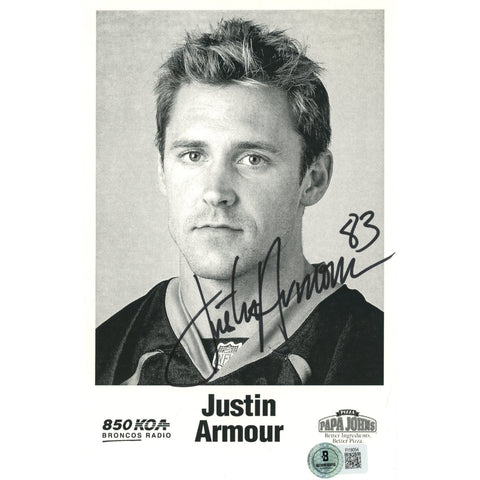 Justin Armour Autographed/Signed Denver Broncos 5.5x8.5 Photo Beckett 59250