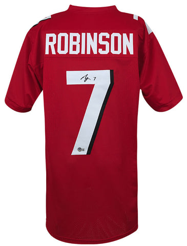 Bijan Robinson (FALCONS) Signed Red Custom Football Jersey - (Beckett COA)