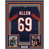 Framed Autographed/Signed Jared Allen 35x39 Chicago Blue Jersey PSA/DNA COA
