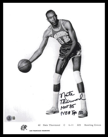 Nate Thurmond Autographed 11x14 Photo Warriors HOF 85 NBA Top 50 Beckett SB30679