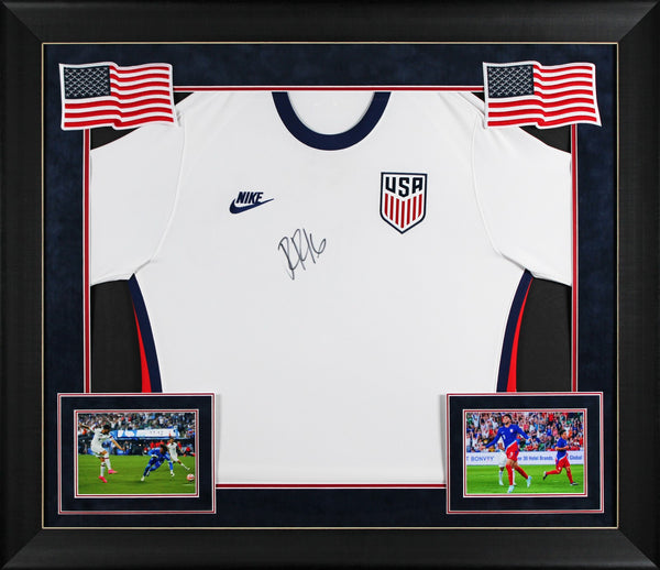 Ricardo Pepi Team USA Signed White Nike Framed Jersey BAS Witnessed #WS08485