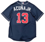 Ronald Acuna Jr. Atlanta Braves Signed Authentic Nike Navy Blue Jersey USA SM