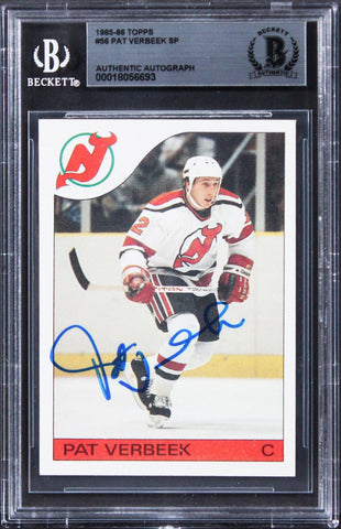 Devils Pat Verbeek Authentic Signed 1985 Topps #56 Card Autographed BAS Slabbed