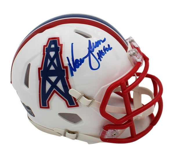 Warren Moon Signed Houston Oilers Speed Throwback 81-98 NFL Mini Helmet - HOF 06