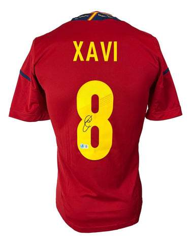 Xavi Signed Spain Adidas Soccer Jersey 2 BAS