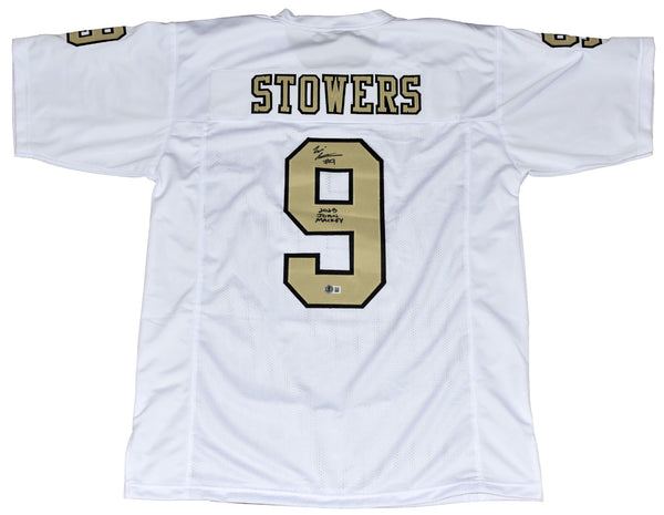 ELI STOWERS SIGNED VANDERBILT COMMODORES #9 WHITE JERSEY W/ 2025 JOHN MACKEY