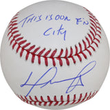 David Ortiz Autographed Boston Red Sox OML Baseball Our F'n City Beckett 50927