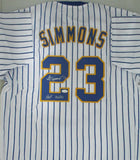 Brewers TED SIMMONS Custom Replica Pinstripe Retro Jersey AUTO w/ "HOF 2020" JSA