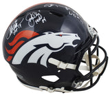 Broncos (3) Elway, Sharpe & Davis Signed Full Size Speed Proline Helmet BAS Wit