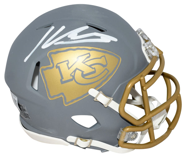 KENNETH WALKER III SIGNED KANSAS CITY CHIEFS SLATE SPEED MINI HELMET BECKETT