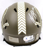 Hendon Hooker Signed Lions Salute to Service Speed Mini Helmet-Beckett W Holo