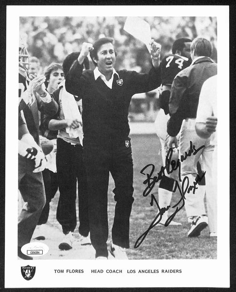 Tom Flores Signed/Inscribed 8x10 Photo Los Angeles Raiders JSA 196220