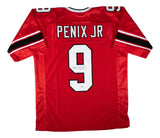 Michael Penix Jr Atlanta Signed Throwback Red Football Jersey JSA QR