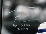 Russell Wilson Auto Framed Canvas Photo Seahawks SB Champs Beckett WE98403