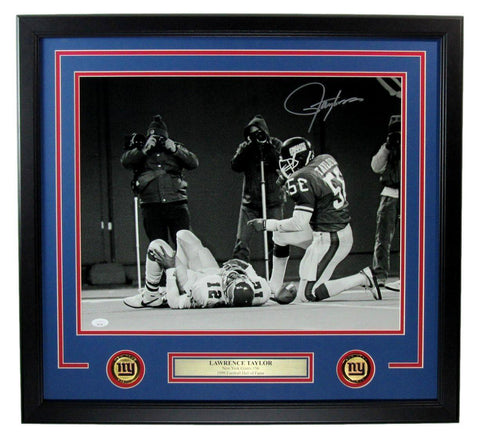 Lawrence Taylor HOF Autographed 16x20 Photo New York Giants Framed JSA 176782