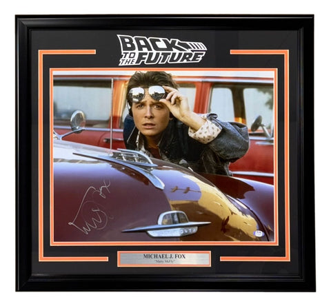 Michael J Fox Signed Framed 16x20 Back To The Future Glasses Photo PSA/DNA Holo