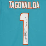 Tua Tagovailoa Dolphins Signed Aqua Limited Jersey w/"Fins Up!" Insc
