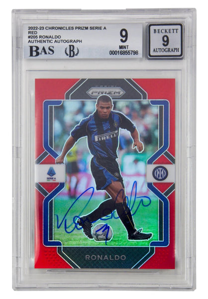 Ronaldo Nazario Signed 2022-23 Panini Prizm Serie A Red Prizm /99 - BGS 9 Auto 9