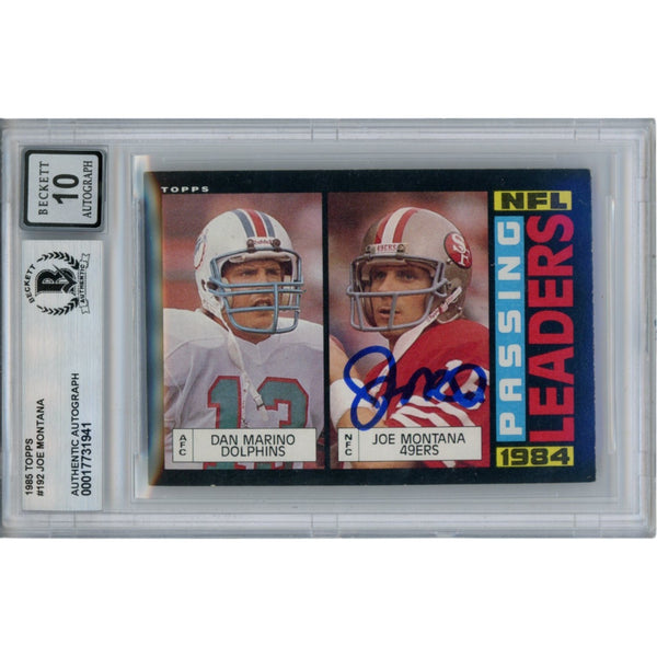 Joe Montana Autographed/Signed 1984 Topps #192 Slab Trading Card Beckett 49893