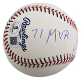 Athletics Vida Blue "71 Cy Young, 71 MVP" Signed OAL Baseball BAS #BU43405