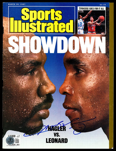 Sugar Ray Leonard Autographed Sports Illustrated Magazine Beckett QR #BM37191