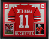 Jaxon Smith-Njigba Signed Ohio State Buckeyes 35x43 Framed Jersey (Beckett)