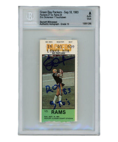 Eric Dickerson Autographed/Signed Ticket Stub 09/18/1983 83 ROY Beckett 40342