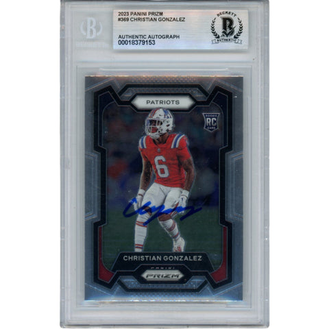 Christian Gonzalez Autographed/Signed 2023 Prizm #369 Trading Card Beckett 53176