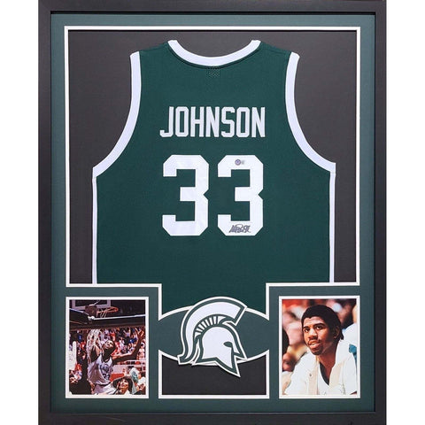 Magic Johnson Autographed Signed Framed Michigan State Jersey BECKETT