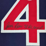 FRAMED Autographed/Signed JIM RICE 35x39 Boston Blue Jersey JSA COA