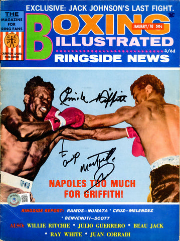 Jose Napoles & Emile Griffith Autographed Boxing Illustrated Magazine Beckett