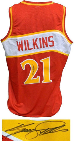 Dominique Wilkins Signed Red T/B Custom Basketball Jersey - SCHWARTZ COA