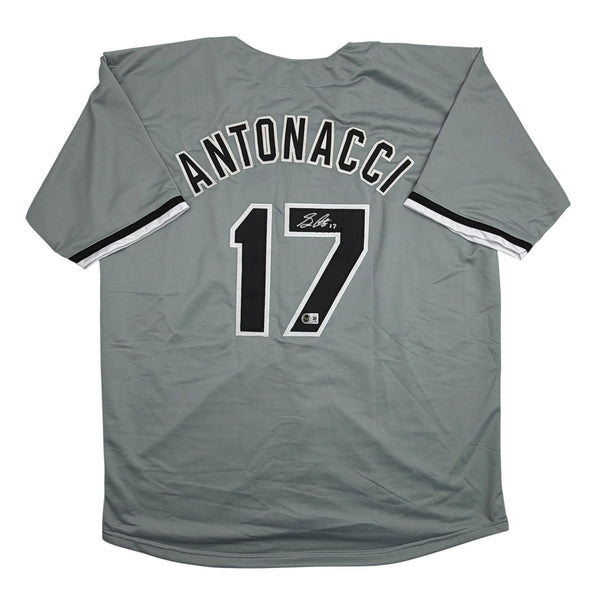 Autographed/Signed Sam Antonacci Chicago Grey Baseball Jersey Beckett COA
