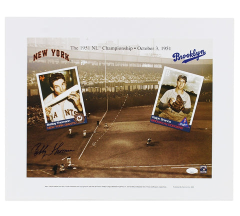 Bobby Thomson Signed New York Giants Unframed 16x20 1951 NL Champ MLB Photo