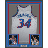 Framed Autographed/Signed Terry Cummings 35x39 LA White Jersey Beckett COA