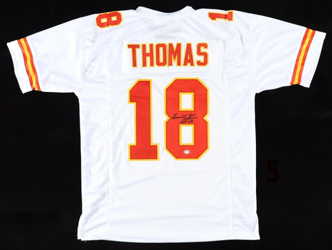 Emmitt Thomas Signed Kansas City Chiefs White Jersey "HOF 08" (PSA) All Pro D.B.