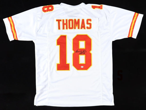 Emmitt Thomas Signed Kansas City Chiefs White Jersey "HOF 08" (PSA) All Pro D.B.