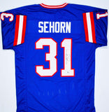 Jason Sehorn Autographed Blue Pro Style Jersey-Beckett W Hologram *Black
