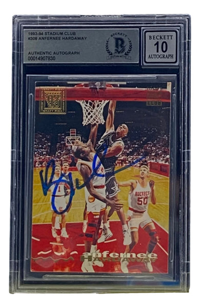 Penny Hardaway Signed Slabbed Magic 1993-94 Stadium Club #308 BAS Grade 10