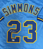 Brewers Hall of Famer TED SIMMONS Signed Custom Replica Blue Jersey AUTO - BAS
