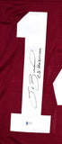 Sam Bradford Autographed Crimson College Style Jersey w/Heisman #1- Beckett W