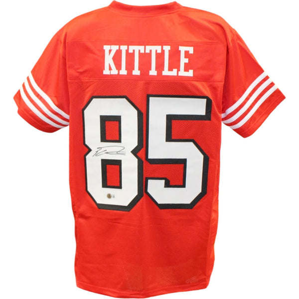 George Kittle Autographed Pro Style Size XL Red Jersey Beckett Witness 55460