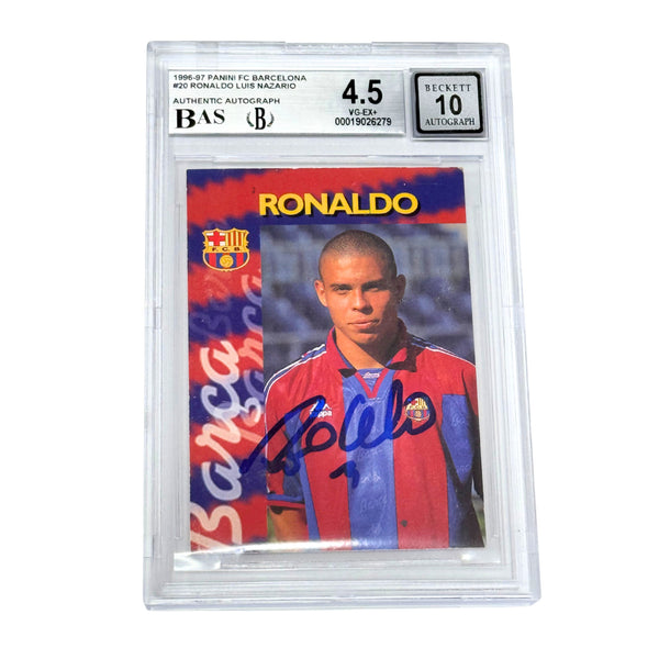 Ronaldo Nazario Signed 1996-97 Panini FC Barcelona #20 Rookie - BGS 4.5 AUTO 10