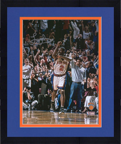 Framed Larry Johnson New York Knicks Signed 16x20 Celebration Photograph